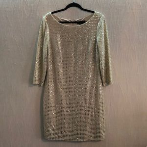 Jessica Howard women’s missy beige metallic cocktail evening dress size 14